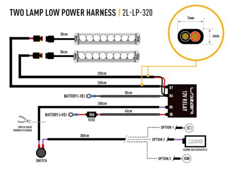 Dlouhý kabelový svazek pro dvě světla (nízký výkon, 12V)